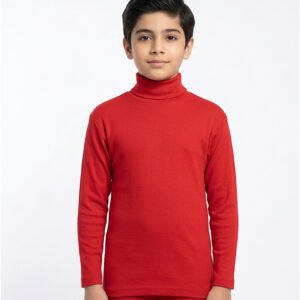 Boys Winter High Neck Red Cotton Full Sleeve Shirt | ORCHID.PK