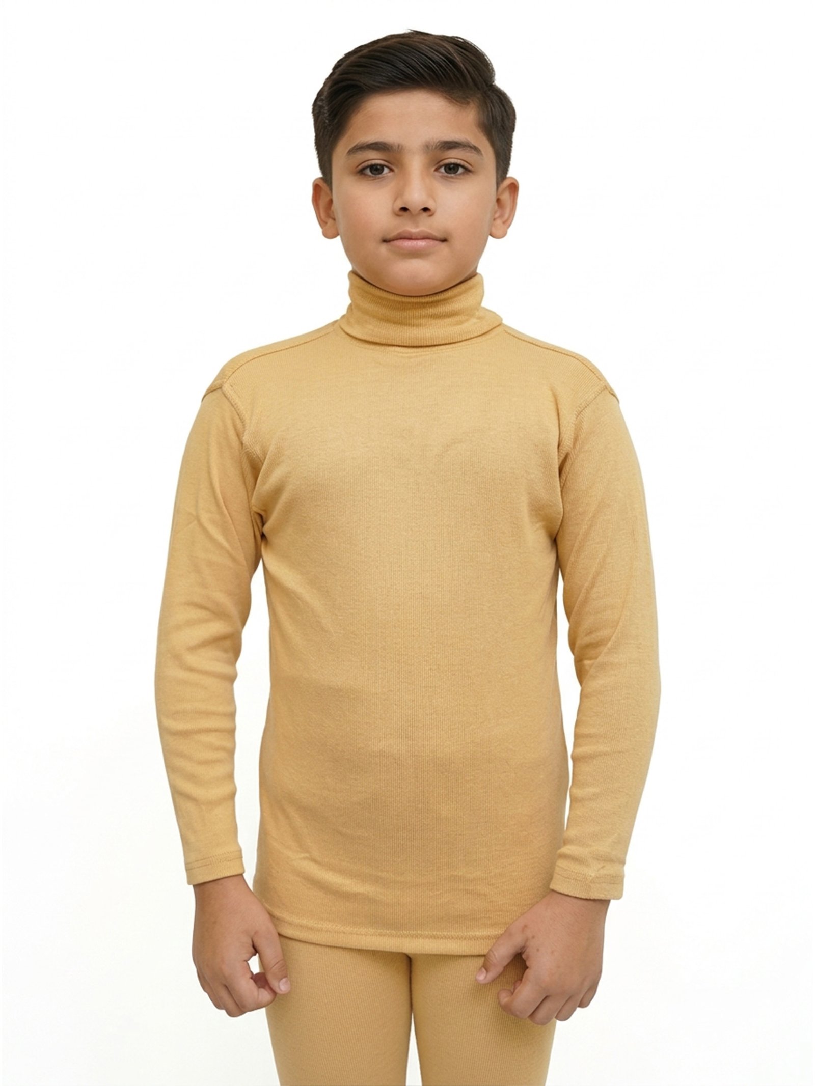 Boys Winter High Neck Skin Boys Winter High Neck Skin Color Cotton Full Sleeve Shirt | ORCHID.PK