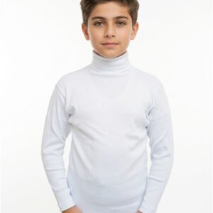 Boys Winter High Neck White Cotton Full Sleeve Shirt | ORCHID.PK