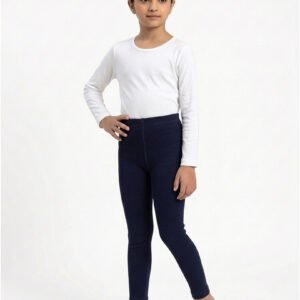 Girl Cotton Tights Winter Navy Blue Front View – Orchid.pk