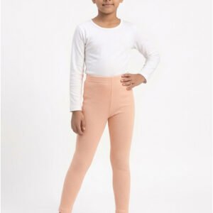 Girl Cotton Tights Winter Peach Front View – Orchid.pk
