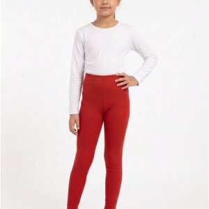 Girl Cotton Tights Winter Red Front View – Orchid.pk