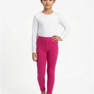 Girl Cotton Tights Winter Shocking Pink Front View – Orchid.pk