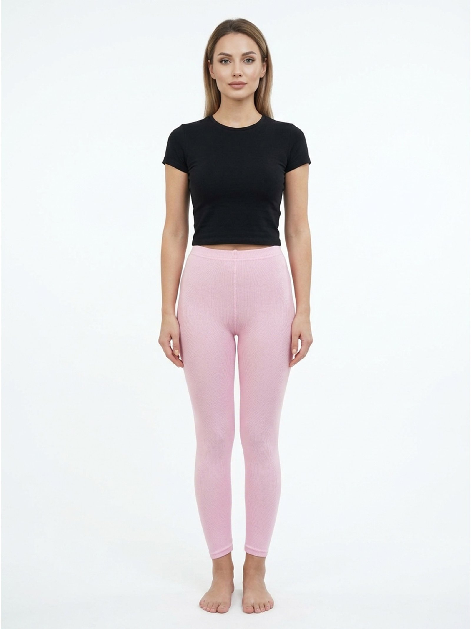 Women Winter Tights Baby Pink Front View Women Baby Pink Winter Tights Front View