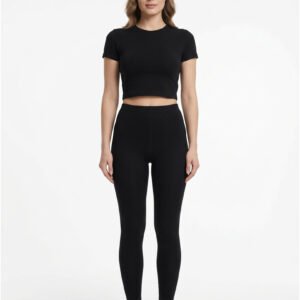Women Black Winter Tights Front View
