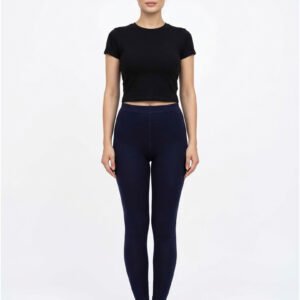 Women Navy Blue Winter Tights Front View
