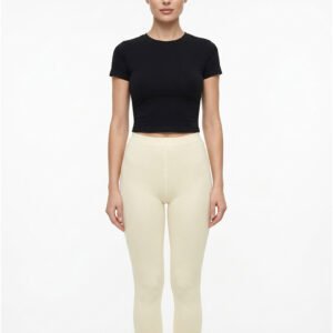 Women Off White Winter Tights Front View