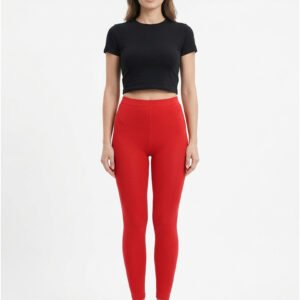 Women Red Winter Tights Front View