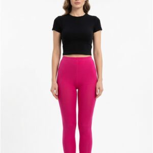 Women Shocking Pink Winter Tights Front View