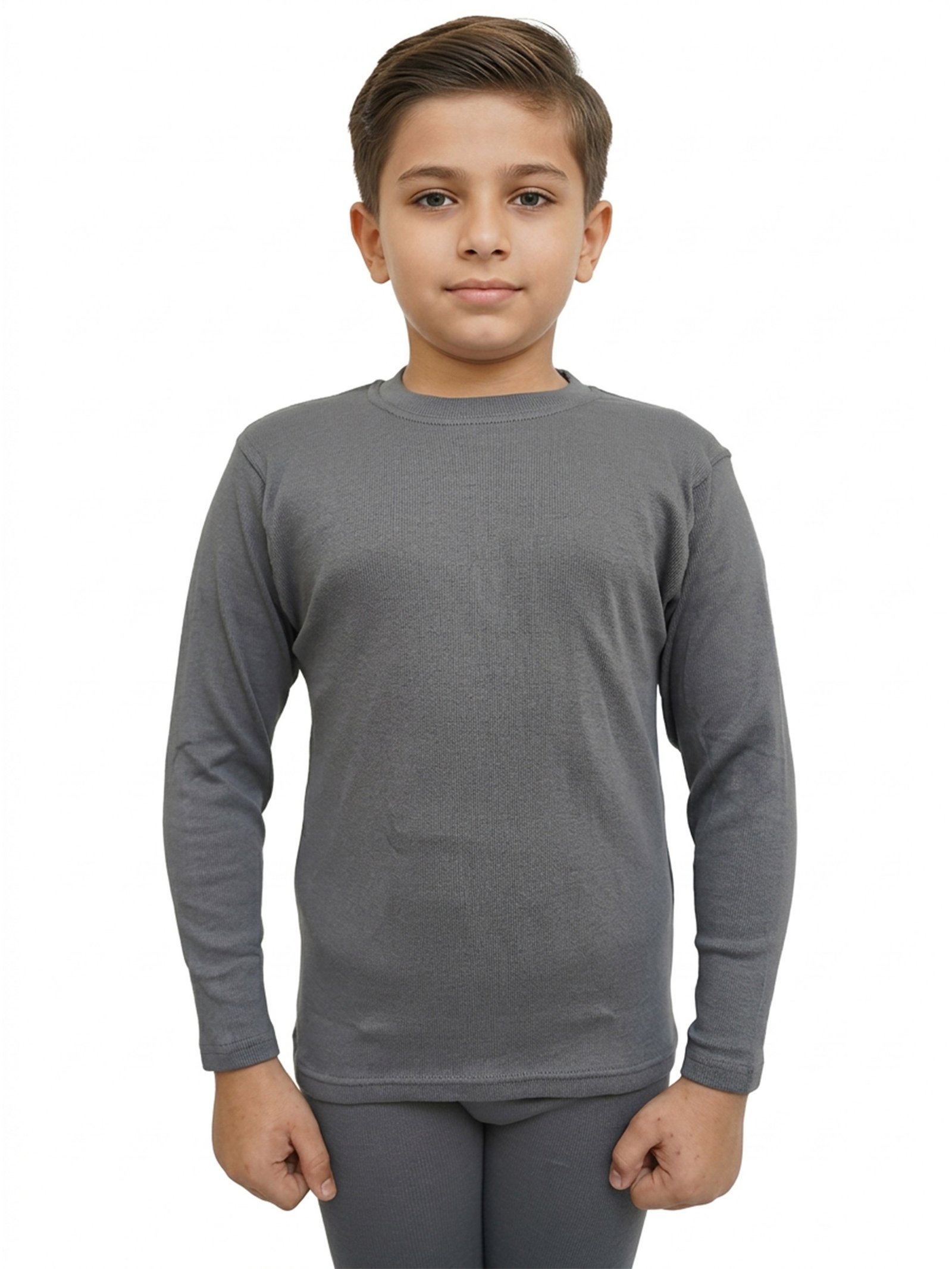 Boys Cotton Round Neck Winter Grey | Orchid Boys cotton round neck winter grey
