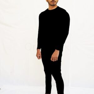 Men Round Neck Sleeve & Tights Set BLACK
