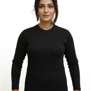 Women wearing black cotton round neck full sleeve