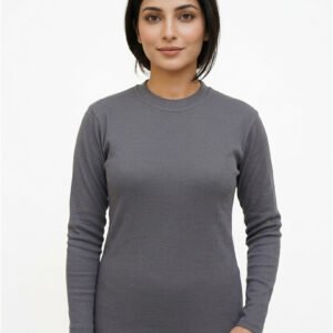 Women’s grey cotton round neck top and tights set by Orchid.pk