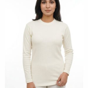 Women Round Neck Cotton off white Full Sleeve