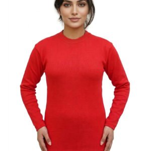 Women wearing red cotton round neck full sleeve