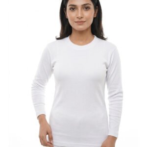 Women wearing white cotton round neck full sleeve