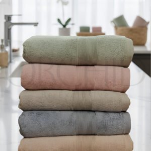 Zero-Twist cotton bath towel 30×52 in five colours (White, Light Blue, Brown, Tea Pink, Sage Green) – premium cotton towel Orchid.pk
