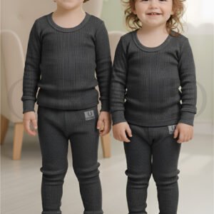 Toddler Thermal Warmer Grey – Soft Cotton 2x2 Knitted Winter Wear | Orchid.pk