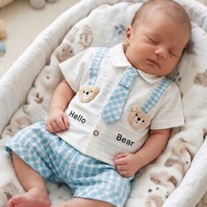 Soft cotton baby nicker shirt for newborn babies in 0-3 and 3-6 months