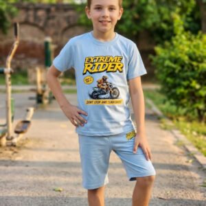 boys niker shirt – soft cotton summer wear for kids sky