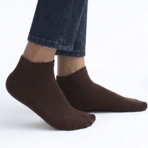 Premium plain dark brown cotton ankle socks for men on Orchid.pk