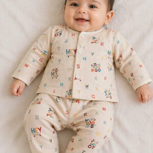 Orchid Infant Luxe Pajama Suit 100% Pure Cotton Lawn Beige