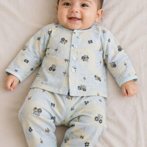 Orchid Infant Luxe Pajama Suit 100% Pure Cotton Lawn Blue