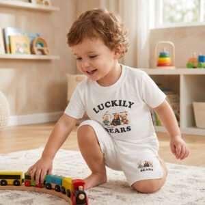 Cute kids wearing soft cotton nicker shirt set for summer and daily comfortable wear