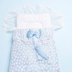 Luxury Sky Blue Baby Carry Nest with Lace and Bow for Newborn by Orchid