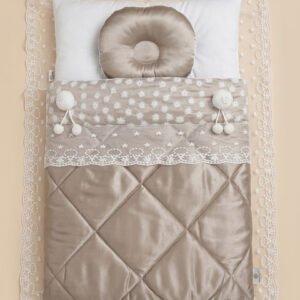 Luxury Brown Baby Carry Nest with Soft Pillow and Lace Border